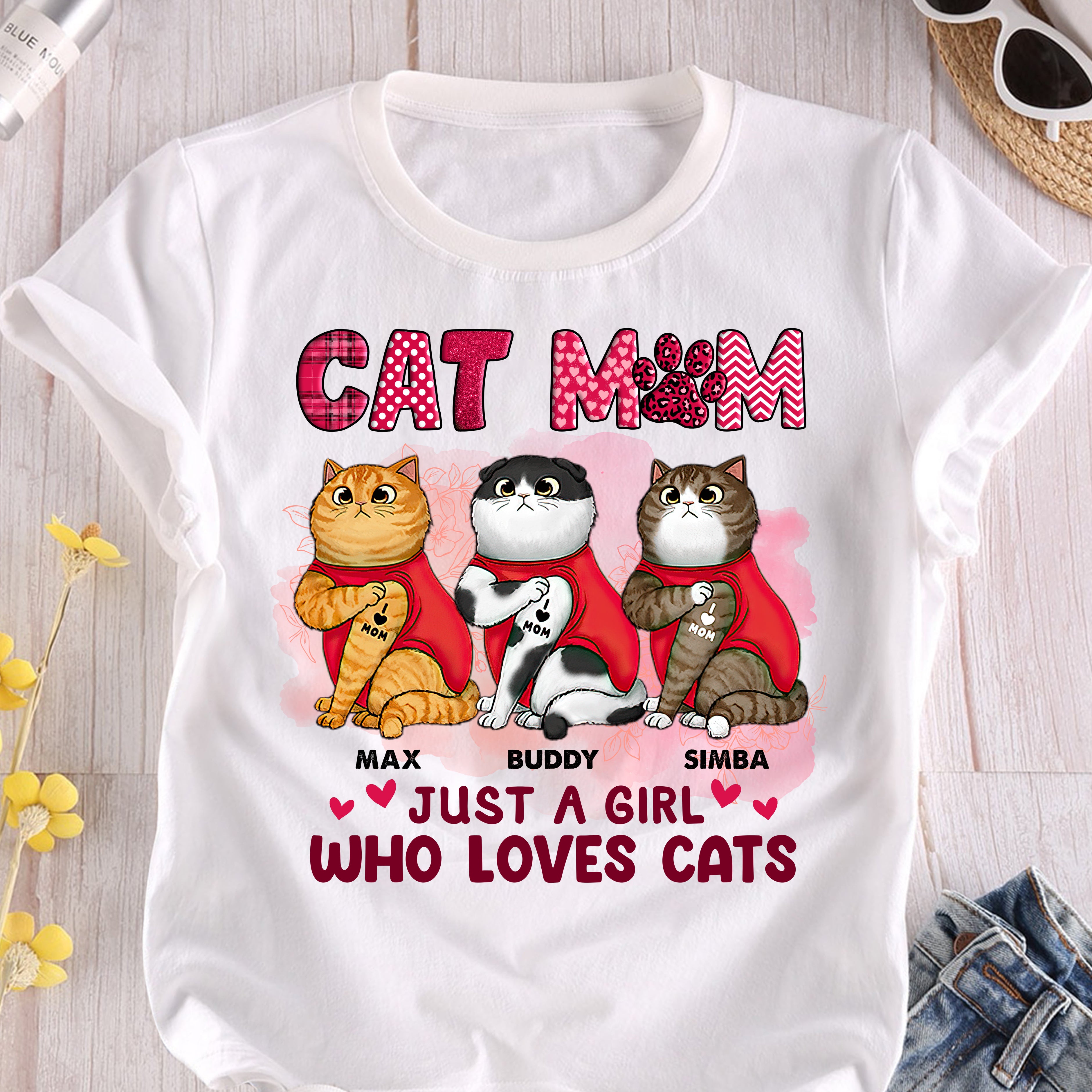 Cat Mom Just A Girl Who Love Cats Cat Personalized Shirt, Mother’s Day Gift for Cat Lovers, Cat Mom, Cat Dad