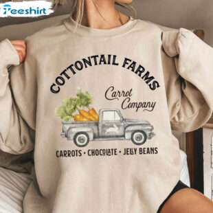 Retro Cottontail Farms Truck Carrot Company Shirt, Happy Easter Day Unisex Hoodie Sweater