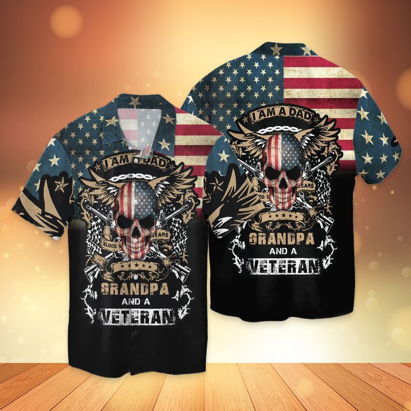 4th Of July Independence Day American Veteran Dad I Am Dad Grandpa And A Veteran Hawaiian Shirt